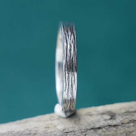 Bague 3 mm embruns en argent 925 patiné recyclé pour femme et pour homme