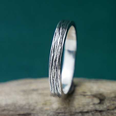 Bague 3 mm embruns en argent 925 patiné recyclé pour femme et pour homme