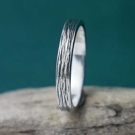 Bague 3 mm embruns en argent 925 patiné recyclé pour femme et pour homme