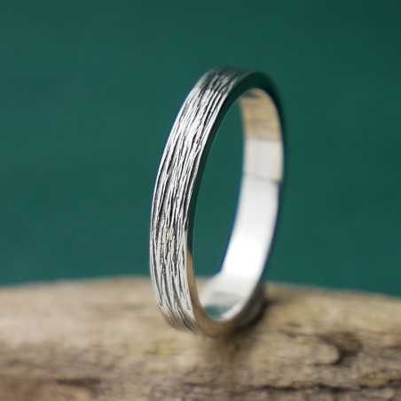 Bague 3 mm embruns en argent 925 patiné recyclé pour femme et pour homme