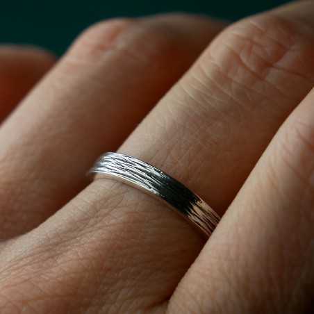 Bague 3 mm embruns en argent 925 patiné recyclé pour femme et pour homme