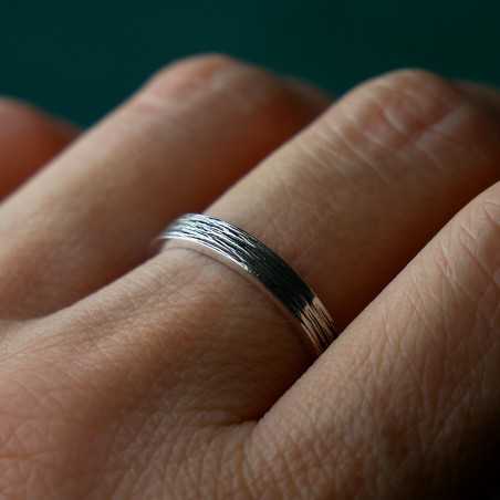 Bague 3 mm embruns en argent 925 patiné recyclé pour femme et pour homme