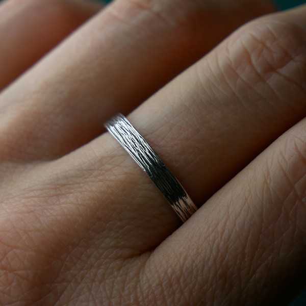 Bague 3 mm embruns en argent 925 patiné recyclé pour femme et pour homme