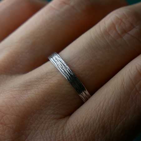 Bague 3 mm embruns en argent 925 patiné recyclé pour femme et pour homme