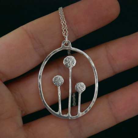 Collier ovale réversible Jardin d'Hiver en argent 925 recyclé