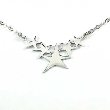 Collier étoiles made in France Sati en argent massif 925/1000 chaine ajustable