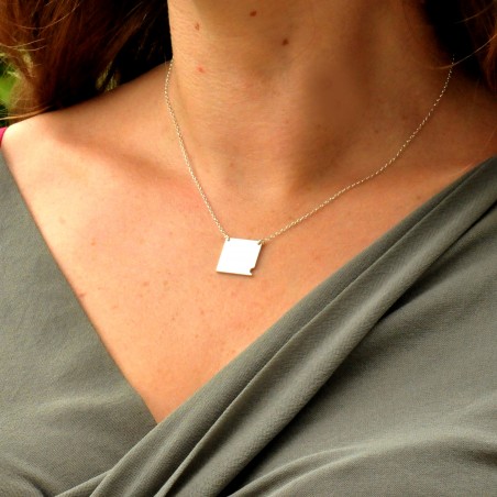 Sterling silver small square necklace Desiree Schmidt Paris Bubble 57,00 €