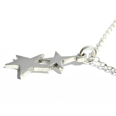 Two stars pendant on recycled sterling silver adjustable chain