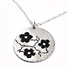 Pendentif sur chaine fleur noire argent 925/1000 fabriqué en France Desiree Schmidt Paris