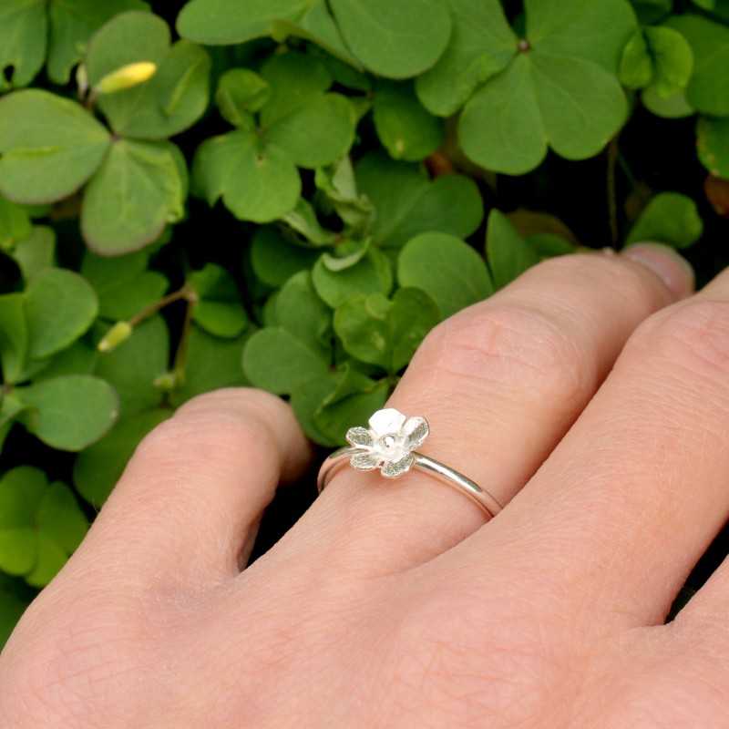 Bague ajustable en acier inoxydable - Fleur séchée de Spirée