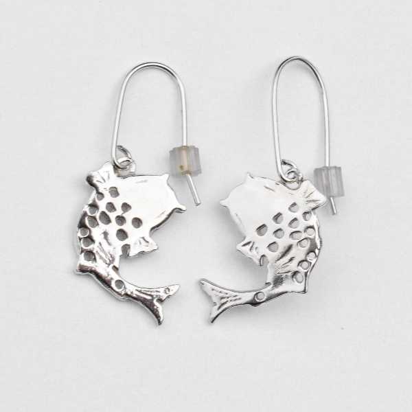 Boucles d'oreilles pendantes carpe Koï en argent 925 inspiré du Japon