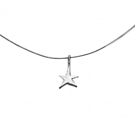Petit pendentif minimaliste en argent 925/1000 étoile Sati sur fil cablé Desiree Schmidt Paris
