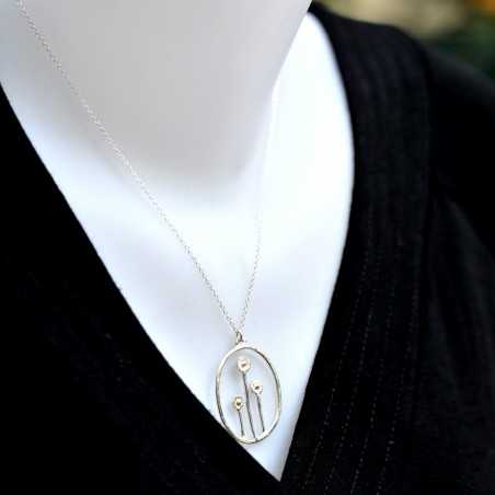 Collier fait main en France réversible Jardin d'Hiver en argent 925