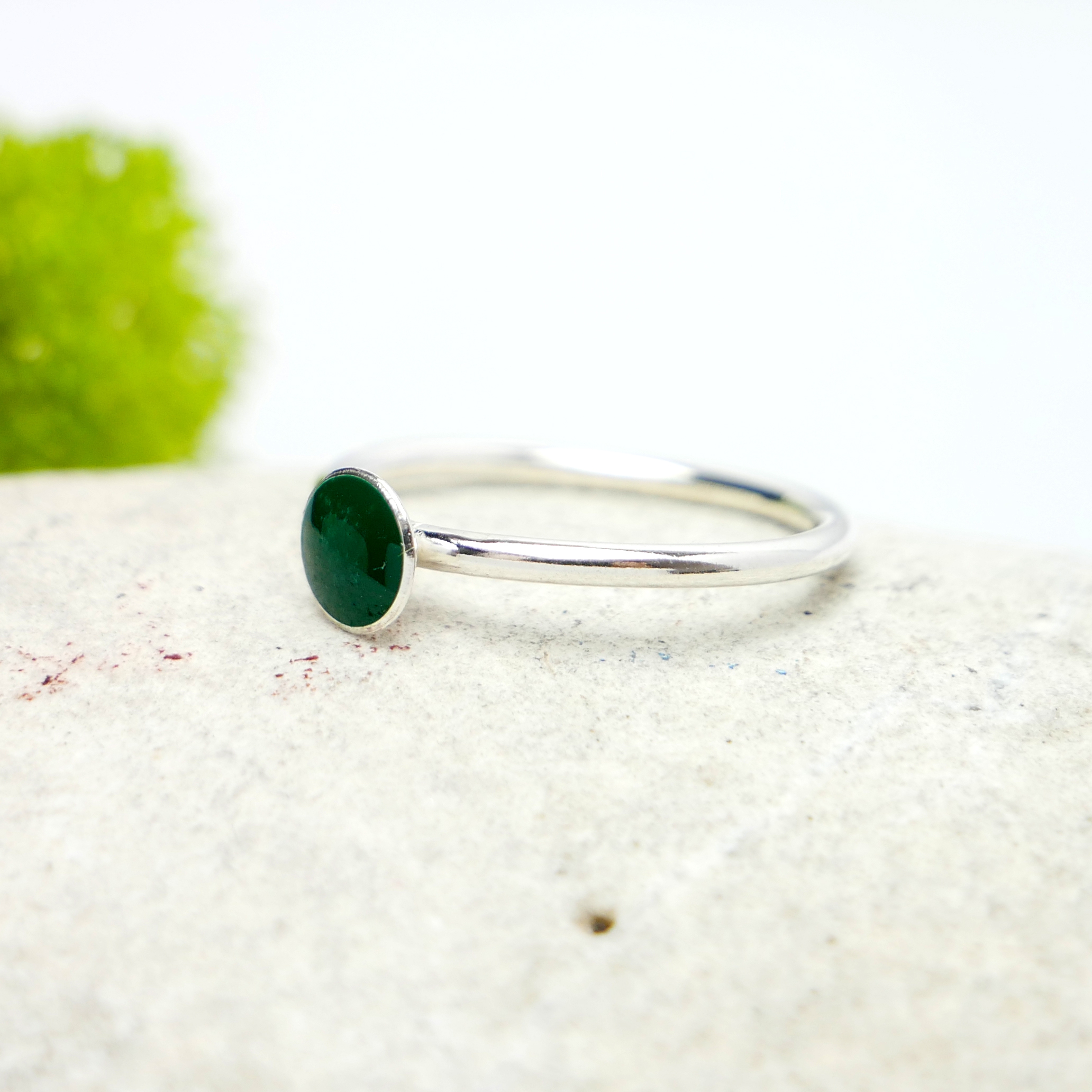 Bague En Argent 925 Et Onyx Vert Facetté - Taille 57 - Marque Délicatement Doux - Neuf Avec étiquettes