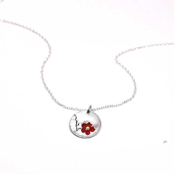 red pendant on 925/1000 silver flower chain made in France. Desiree Schmidt Paris Cherry Blossom 57,00 €