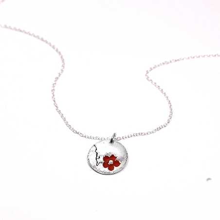 red pendant on 925/1000 silver flower chain made in France. Desiree Schmidt Paris Cherry Blossom 57,00 €