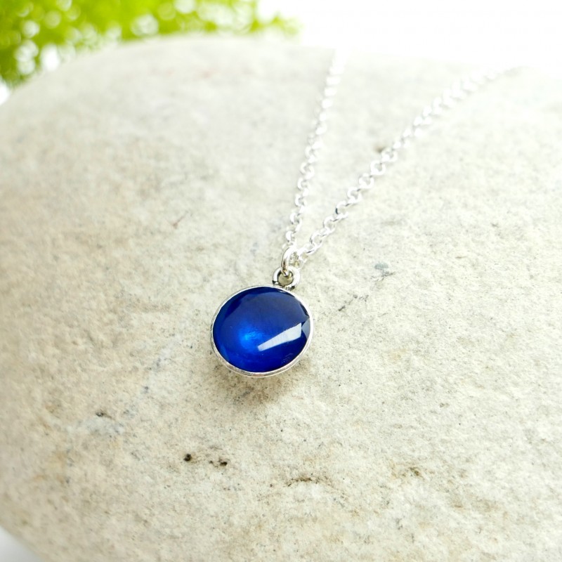 Sterling silver transluscent blue pendent with chain Desiree Schmidt Paris NIJI 27,00 €