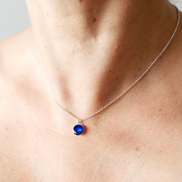 Sterling silver transluscent blue pendent with chain Desiree Schmidt Paris NIJI 27,00 €