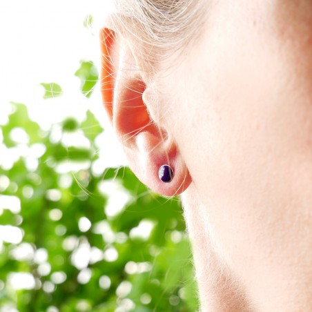 Minimalistische kleine Sterling Silber Ohrringe mit Violettes Harz NIJI 25,00 €
