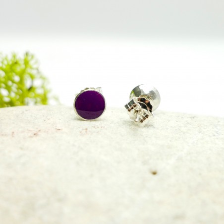 Minimalistische kleine Sterling Silber Ohrringe mit Violettes Harz NIJI 25,00 €
