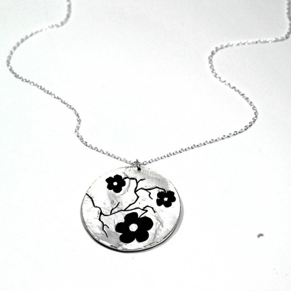 necklace for woman silver 925 black flowers made in France Desiree Schmidt Paris Cherry Blossom 107,00 €