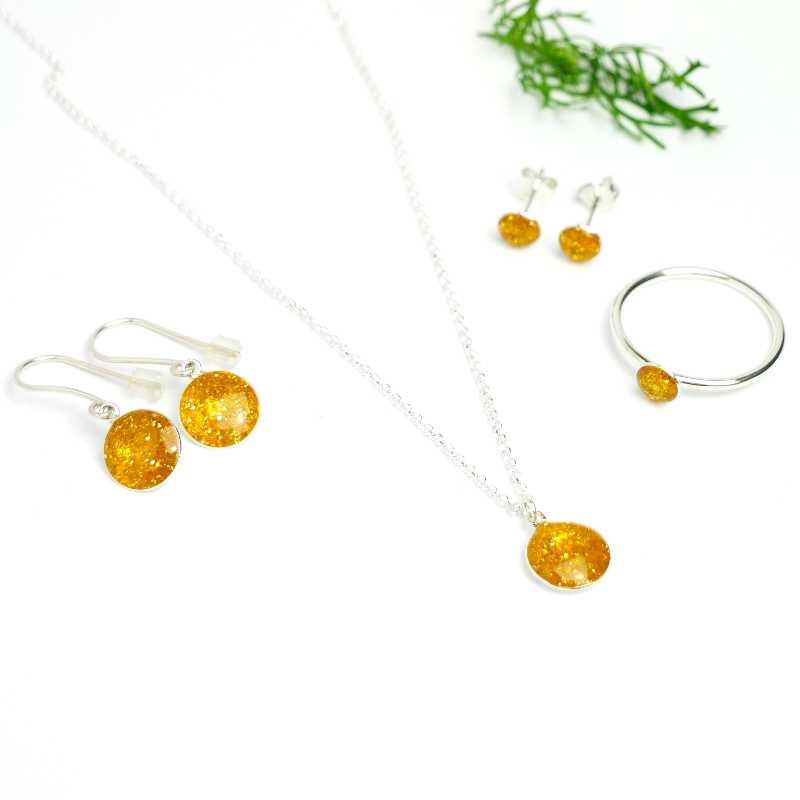 Little sterling silver ring with amber yellow sequined resin NIJI 25,00 €