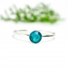 Petite bague empilable bleu azur pailleté en argent 925 empilable