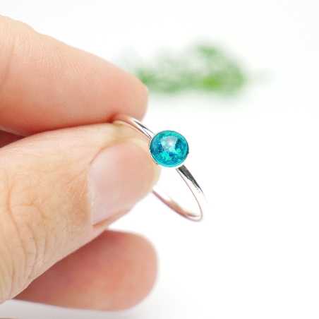 Minimalistischer kleiner Sterling Silber Ring Mit Pailletten besetztes Blaues Harz NIJI 25,00 €