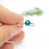 Petite bague empilable vert canard pailleté en argent 925 fabriquée en France