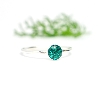 Petite bague fine empilable vert canard pailleté en argent 925