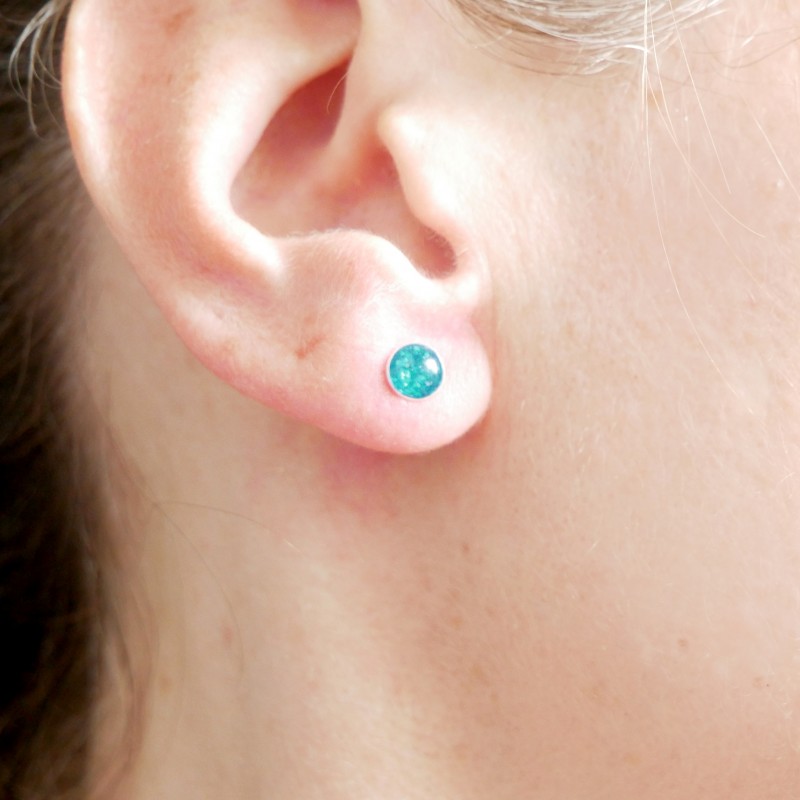 Boucles d'oreilles pendantes - Résine rose clair
