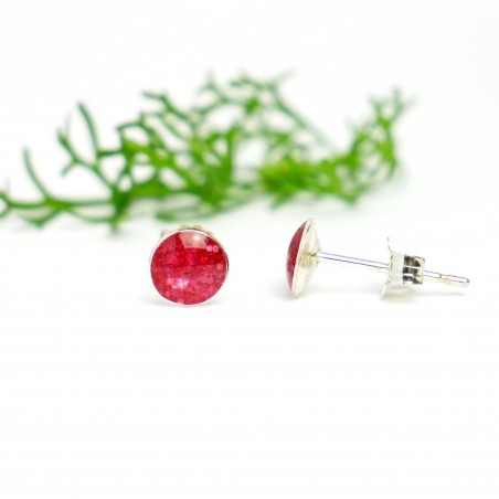 Sterling silver minimalist earrings with sequined pink resin NIJI 25,00 €