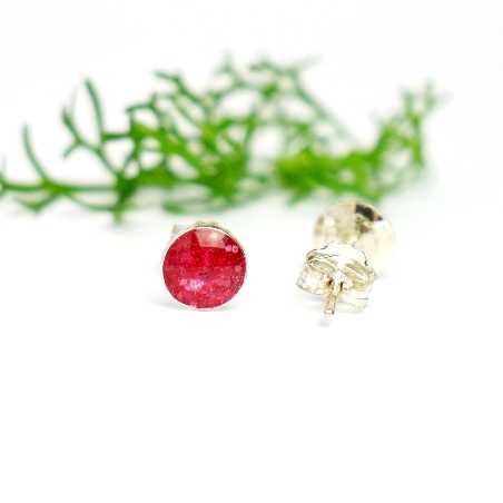 Sterling silver minimalist earrings with sequined pink resin NIJI 25,00 €