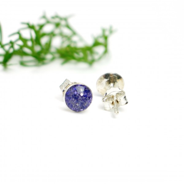 Sterling silver minimalist earrings with sequined purple resin NIJI 25,00 €