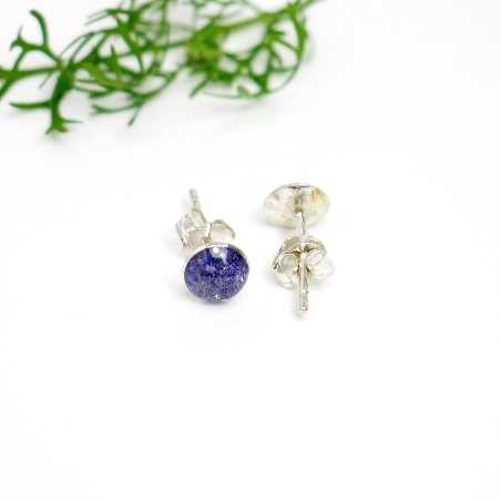 Sterling silver minimalist earrings with sequined purple resin NIJI 25,00 €