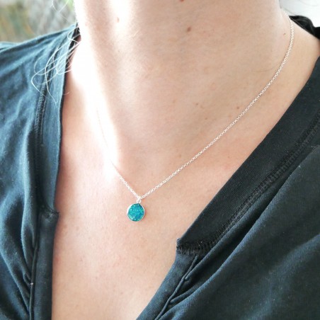 Sterling silver sequined blue pendent with chain Desiree Schmidt Paris NIJI 27,00 €