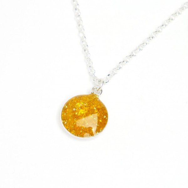 Sterling silver sequined amber yellow pendent with chain Desiree Schmidt Paris NIJI 27,00 €