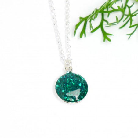 Sterling silver sequined duck green pendent with chain Desiree Schmidt Paris NIJI 27,00 €