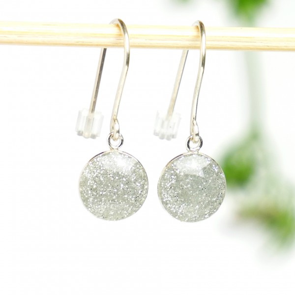 Sterling silver grey sequins minimalist pendent earrings NIJI 30,00 €