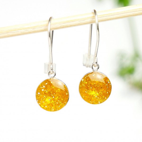 Sterling silver amber yellow sequins minimalist pendent earrings NIJI 30,00 €