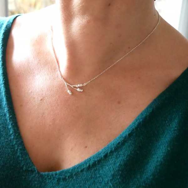 Necklace 3 flowers in sterlingsilver 