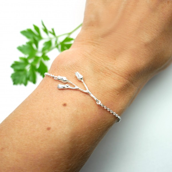 Three flowers sterling silver ajustable bracelet Herbier 65,00 €