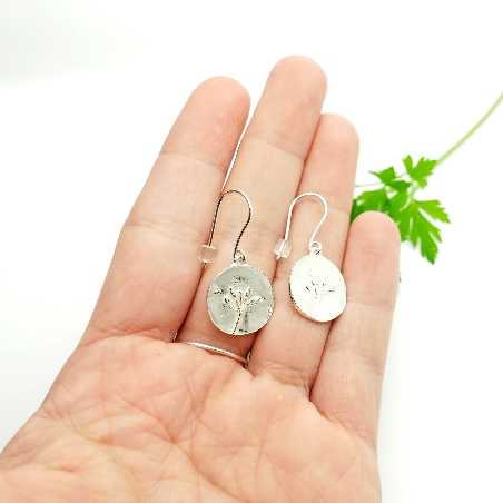 Boucles d'oreilles pendantes faites main en France fleurs des champs Herbier en argent 925