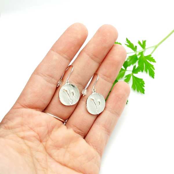 Boucles d'oreilles pendantes tendance petites fleurs Herbier en argent 925