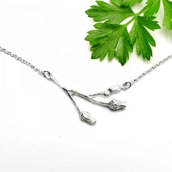 Necklace 3 flowers in sterlingsilver adjustable chain Desiree Schmidt Paris Herbier 65,00 €