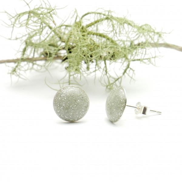 copy of Sterling silver minimalist earrings with sequined silver resin NIJI 30,00 €