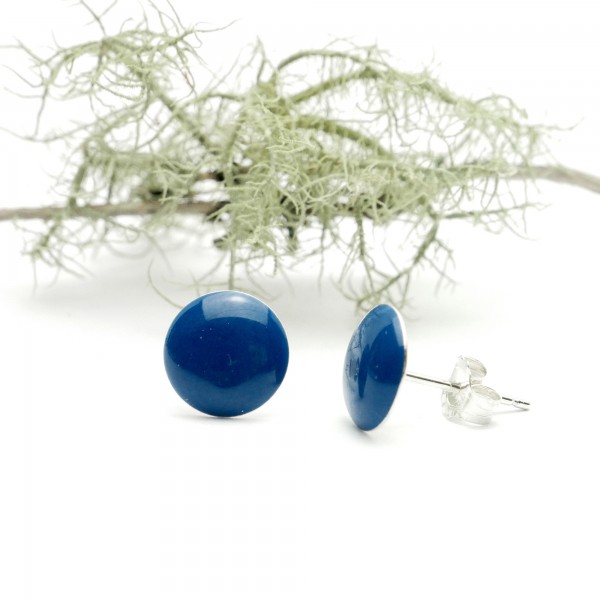 Minimalistische runde Sterling Silber Ohrringe mit Blaues Harz NIJI 30,00 €