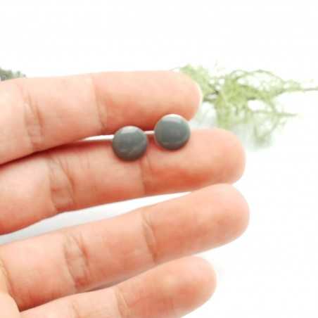 Sterling silver minimalist earrings with mouse grey resin NIJI 30,00 €