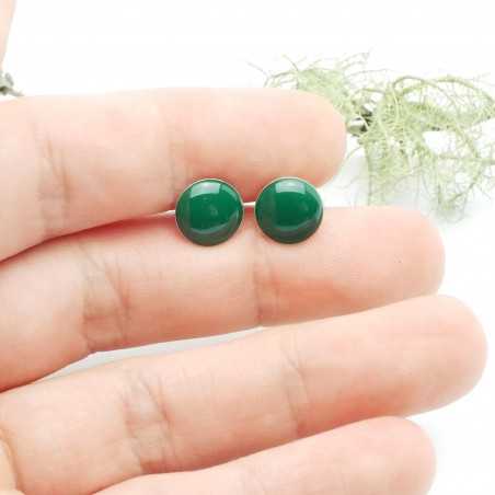 Boucles d'oreilles rondes en argent 925 et résine vert sapin collection Niji NIJI 30,00 €