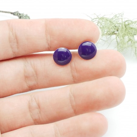 Sterling silver minimalist earrings with purple resin NIJI 30,00 €
